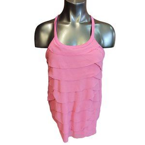 Design History Women's Hot Pink Spaghetti Strap Tiered Tank Top Small